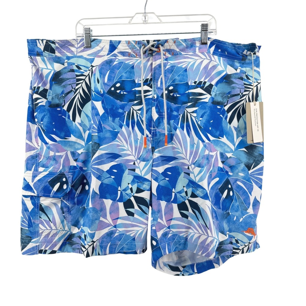 NEW Tommy Bahama Swim Trunk Mens 3XLB Board Shorts Blue Baja Palma Fresca Floral